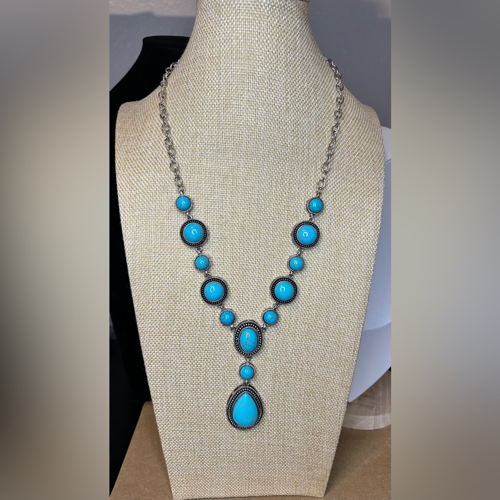 Lariat Y Turquoise Necklace - #1